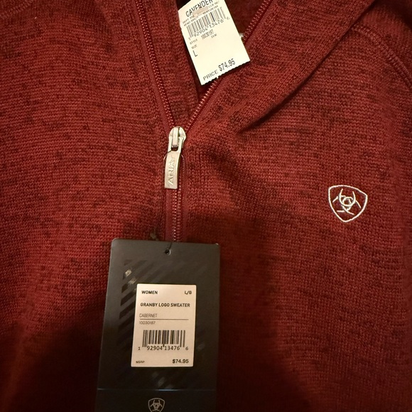 Ariat Maroon Zip-Up Sweater - Picture 2 of 2